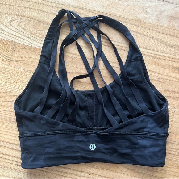 Lululemon energy strappy sports bra medium support black camo - Picture 3 of 6